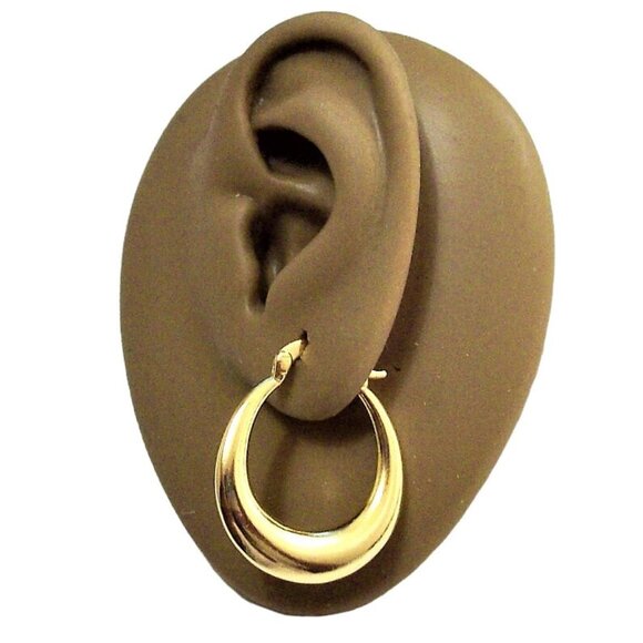 1 Inch 27mm Hoop Gold Tone Pierced Post Earrings - Picture 1 of 5